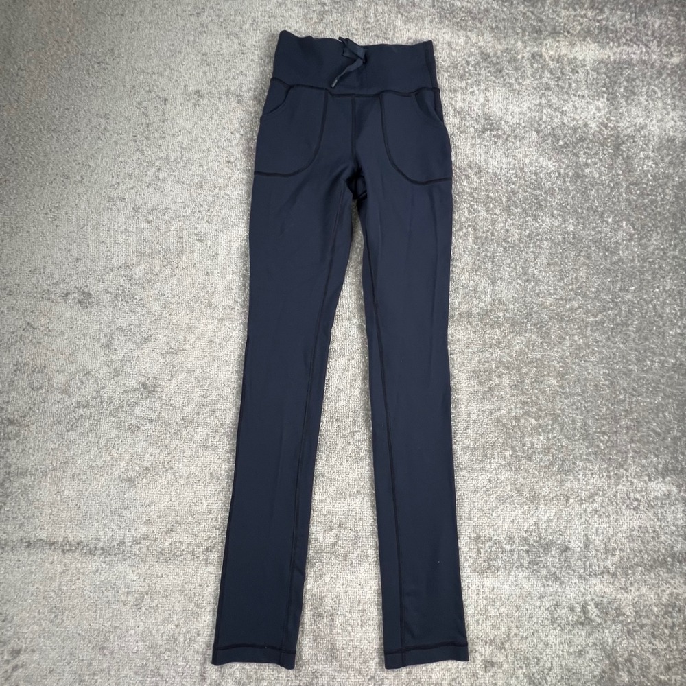 Lululemon Athletica Black Straight Leg High Rise Yoga Pants Size 4 Drawstring